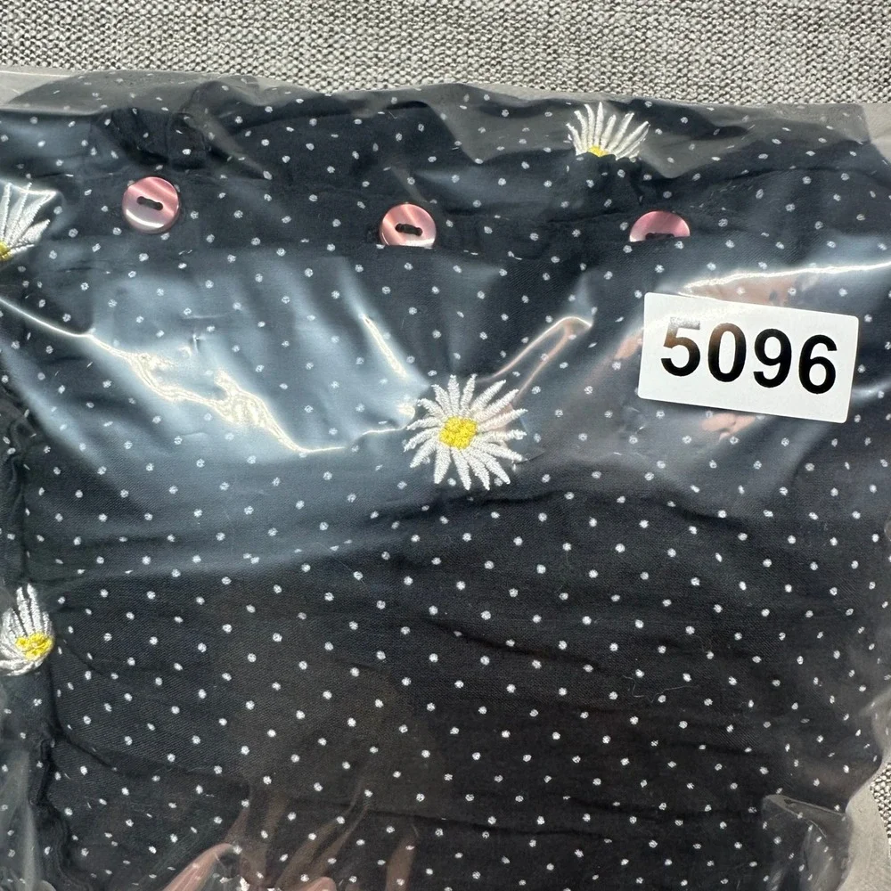 Free People Midi Dress Womens Small Black Daisy Polka Dot Boho Tiered